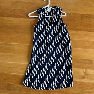 Dark blue dress, flattering fit. size petite, fits me as small